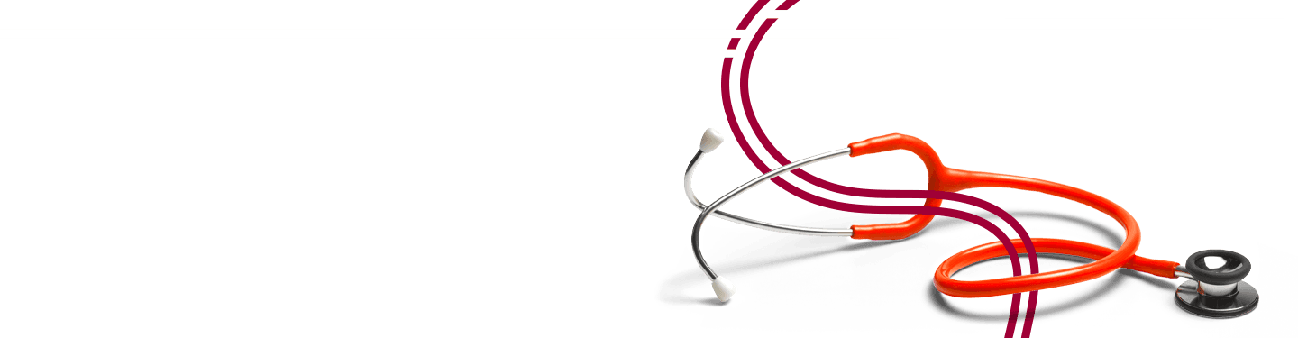 red stethoscope and vector lines intertwining